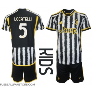 Juventus Manuel Locatelli #5 Replik Heimtrikot Kinder 2023-24 Kurzarm (+ Kurze Hosen)